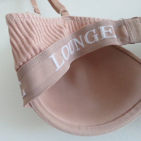 LOUNGE T-Shirt Bra in Ribbed Taupe Nude Comfort Neutral Minimalist - Size 34F - Picture 10 of 12